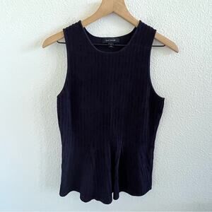 Ann Taylor Blue Ribbed Textured Peplum Top Tank Shirt Blouse Medium